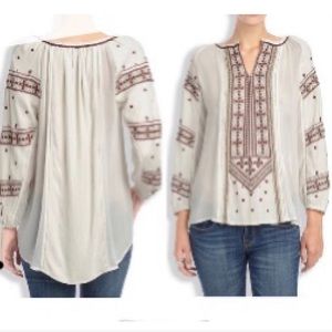 Lucky Brand embroidered long sleeve tunic